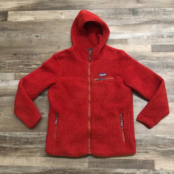 Patagonia Womens Medium Red Full Zip Hooded Fleece Jacket - Picture 1 of 8